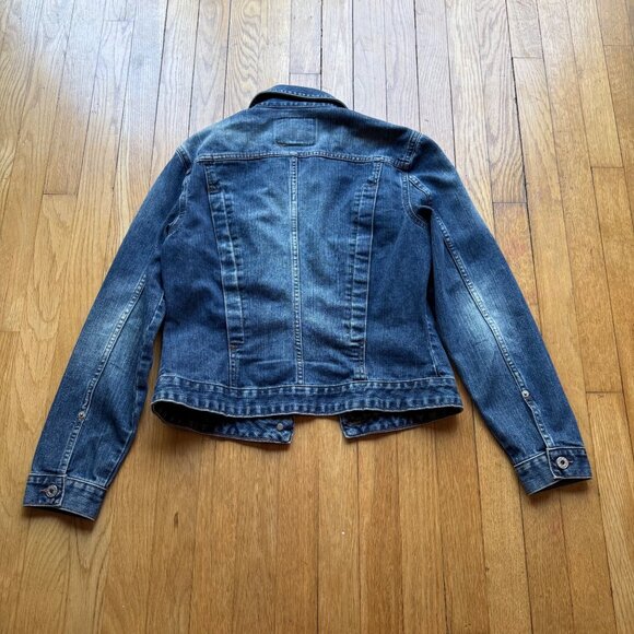 Vintage 90s Guess Size M Blue Denim Authentic Original Jeans Trucker Jacket - Picture 14 of 16